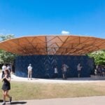 Serpintine Pavillion in Hyde Park 2nd July 2017. Designed by African architect Diébédo Francis Kéré.